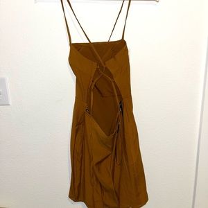 Tan Open Back Party Dress Size SMALL